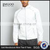 100% Polyester All Over Print Reflective Trim White Hooded Sports Jacket Mens With Mesh Lining Inside Simple Long Sleeves thumbnail-1