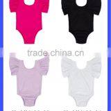 Summer Plain White Kids Flutter Sleeve Ruffle Design Infant Soft Cotton Baby Girl One Piece Blank Bodysuit Jumpsuit Petti Romper thumbnail-6