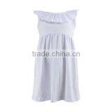 New Fashionable Boutique Kids Clothing Solid White Baby Gown Dress With Flutter Collar Ruffle Girl Backless Dress thumbnail-1