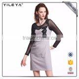 Odm Services Blending Transparent Collar Ladies Smart Casual Lace Dress thumbnail-4