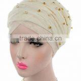 New Pearl Gypsophila Net Headdress Hooded Hat Long Tail Hat Hat Muslim Hat thumbnail-3
