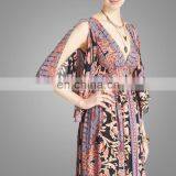 V Neck African Printed Chiffon Maxi Dress 2016 New Style Women Plus Size Dresses thumbnail-4