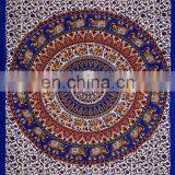 Indian Hand Screen Print Single Tapestry Bohemian Wall Hanging Dorm Decor Tapestries Elephant Mandala thumbnail-2