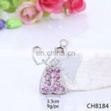 Wholesale Silver Jewelry 3.30cm Cute Baby Pink Color Crystal Angel Charms