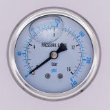 60mm Axial Back Connection stainless steel  oil filled anti-shock pointer pressure gauge with dual scale