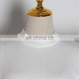 TWOTWINSTYLE O Neck Puff Sleeve Zipper Ruched White Women's Sweatshirts thumbnail-5