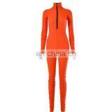 Autumn New Multicolor Women Sexy Tight-fitting Zipper Jumpsuit Pleated Solid Color Bodysuits thumbnail-4