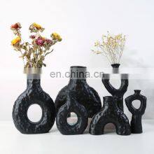 New Arrivals Black Ceramic Vase Matte Hydroponics Wedding Centerpieces Dried Flowers Vase For Home Decoration