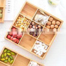 Bamboo Household Party Divided Grid Nine Grids Food Kitchen & Tabletop Office Dried Food Storage Box Pantry Organizer thumbnail-1