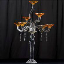 Handmade Glass Candle Holder Crystal Glass Candle Holder Center Pieces Wedding Table thumbnail-3