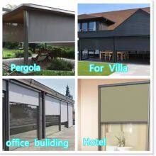 Ветровостойкая прозрачная ПЭТ-ПВХ заслонка от солнца с черной облицовкой для балкона, сада, с зубчатым полотном и молнией, электрическая/ручная штора для окон, внешняя виниловая жалюзи для террасы