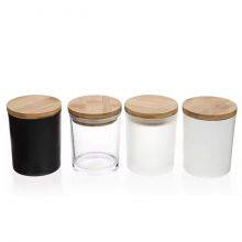 Wholesale Frosted Candle Jars With Wooden Lid Customized Logo Candle With Bamboo Lid for Candle Making