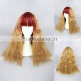 Medium 50cm Red Gold Mixed Curly Cosplay Lolita Synthetic Women Party Wig thumbnail-1