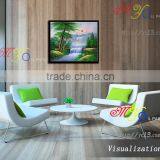 Artwork Impressionist Oil Painting on Canvas Blue River Handmade Home Decor thumbnail-3