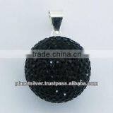 Black Sterling Silver Crystal Pendant Sophisticated Sparkle thumbnail-1
