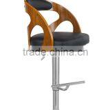 Curved Fashion High Quality Swivel Metal Bar Stool High Chair With High Back Design thumbnail-1