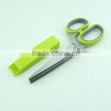 Stainless Steel 5 Blades Herb Shears With Cleaning Comb Cover thumbnail-1