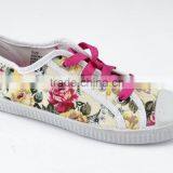 Low Top Sneakers Flower Print Canvas Lace up China Wholesale for Girls thumbnail-1