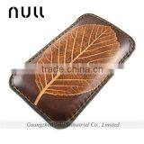 Leaves Embossing Style Genuine Leather Men's Phone Case Cover