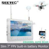 7 inch super slim fpv screen built-in battery dual 32CH 5.8GHz diversity receiver lcd monitor with bnc input