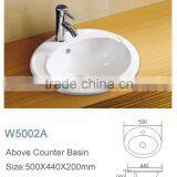 above counter art basin with single tap hole design