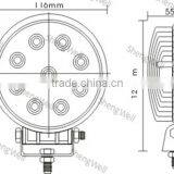4" 27W 9--32V Round Epistar Led Work Light 27w Led Working Light