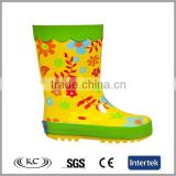 hotsale stylish yellow color flower rubber children rain boot