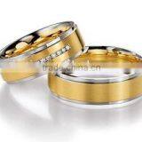 Polished Matching Couple Set Rose Gold Plated Titanium Couples Wedding Rings thumbnail-3