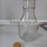 250ml Clear White Empty Beautiful Roses Pattern Liquor Glass Bottles With Corks thumbnail-1
