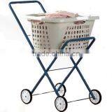 Rolling Laundry Cart Tubular Metal Frame Heavyweight White Bag Wheels Home NEW thumbnail-3