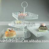 New Design Round & Square 3 PCS Plates One Layer Metal Wedding Cake Stand Wholesale thumbnail-5