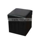 Black Faux Leather Folding Storage Stool For Livingroom/Bedroom thumbnail-2