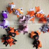 Girls' Extra Large GrosGrain Knotted Boutique Ribbon Hair Bow Alligator Clip For Halloween