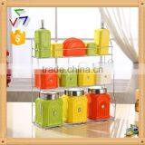 Kitchen Ceramic Canister Set With Stainless Metal Stand thumbnail-1