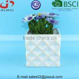 Glazed White and Wash Geometric Patterned Mini Square Ceramic Planter thumbnail-5