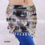 Hot selling tie dye printed crochet beaded belly dancing beaded belt belly dance hip scarf for women