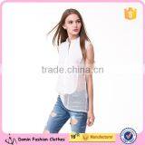 2017 New Fashion Design Sleeveless Front Button Women Shirt Blouse