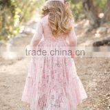 2017 Girl Lace Long Dress With Sweet Flower For Age Baby Kids Princess Wedding Prom Party Dress thumbnail-3