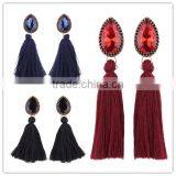 Bohemian Jewelry Big Crystal Gems With Tassel Drop Earrings for Women thumbnail-1