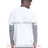 Crew Neck Tees Sleeve Color Block Stripe Layer Men's Longline t Shirt thumbnail-6