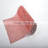 10Yard MOQ Hot Pink 24 Rows Plastic Rhinestone Mesh For Wedding thumbnail-4