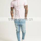 Mens High Quality Pink Shirts Slim Fit Shirts Short Sleeves Shirts for Sale thumbnail-2