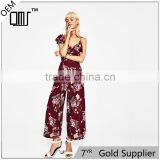 2017 Hot Sale Woman Floral Printed, Sexy Irregular Sleeve Jumpsuits thumbnail-1