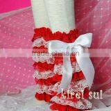 Girl Red White Lace Petti Warmers With White Bow LM27B7 thumbnail-1