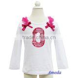 Girls Bling Hot Pink 3rd Birthday White Long Sleeves Tee 1-7Y thumbnail-1