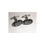 oval best man metal wedding cufflink