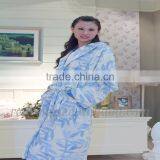 Jacquard Big Leaf Coral Fleece for Ladies Robe thumbnail-4