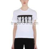 Custom Fashion White Printed T-Shirts Cotton/polyester Girls Fashion White Printed T-Shirts Short Sleeve Slim T Shirts for Women thumbnail-2