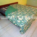 Ikat Kantha Quilt Green Kantha Quilt Ikat Quilt Indian Ikat Blanket Bedspread thumbnail-3