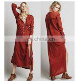 High Quality Muslim Woman Wear, High Low Cotton Long Sleeve Dress Design thumbnail-5